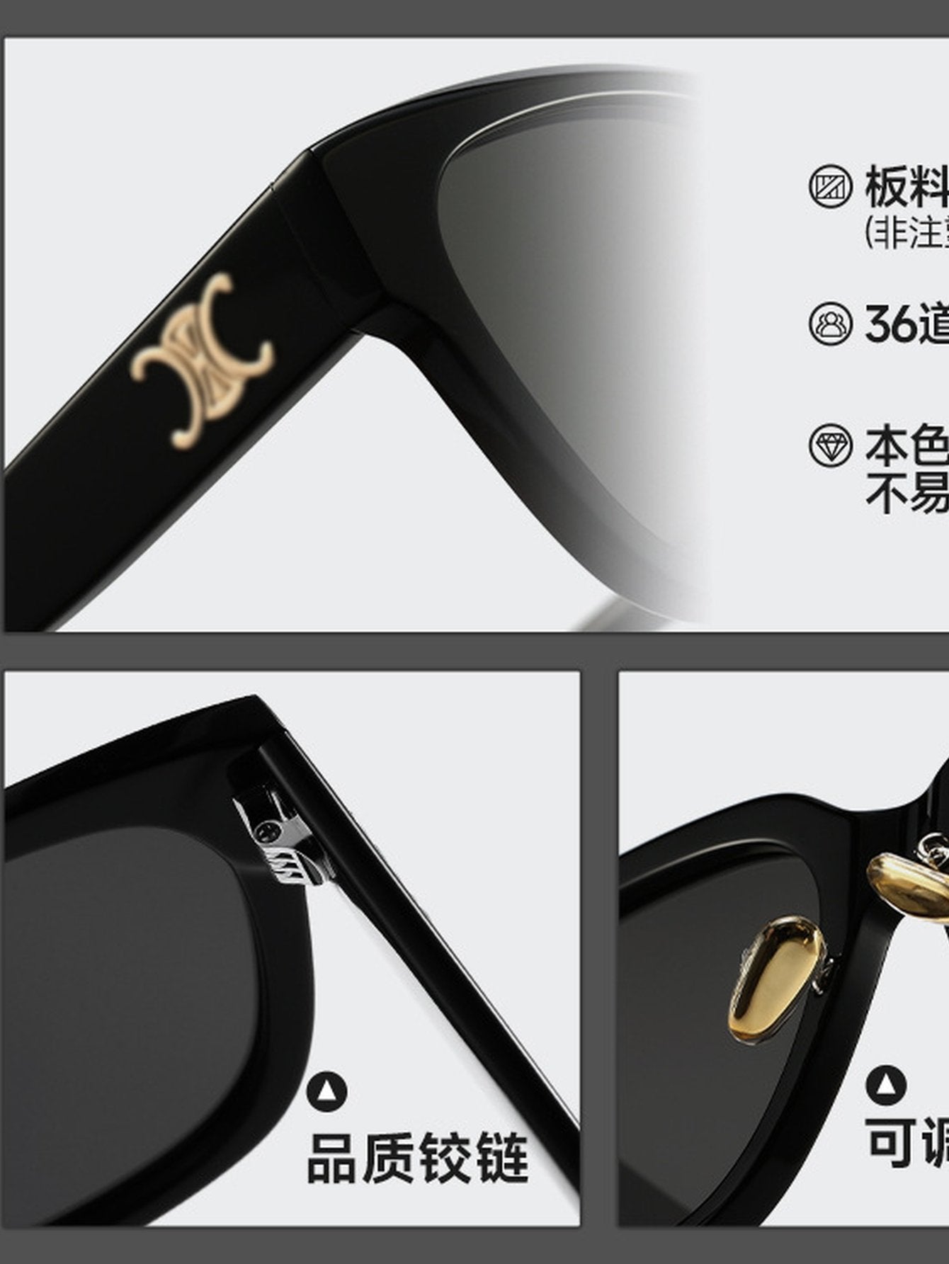 Handmade Premium Oversized Black Sunglasses