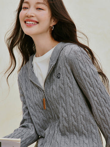 Cable Knit Zip Up Cardigan