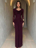 Elegant Cowl Neck Ruched Maxi Dress