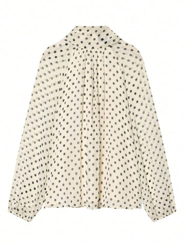 Elegant Polka Dot Bow Blouse