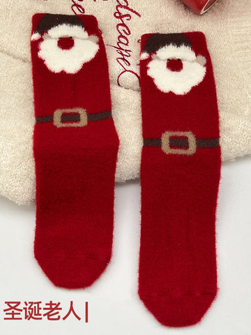 Cozy Fuzzy Santa Christmas Socks