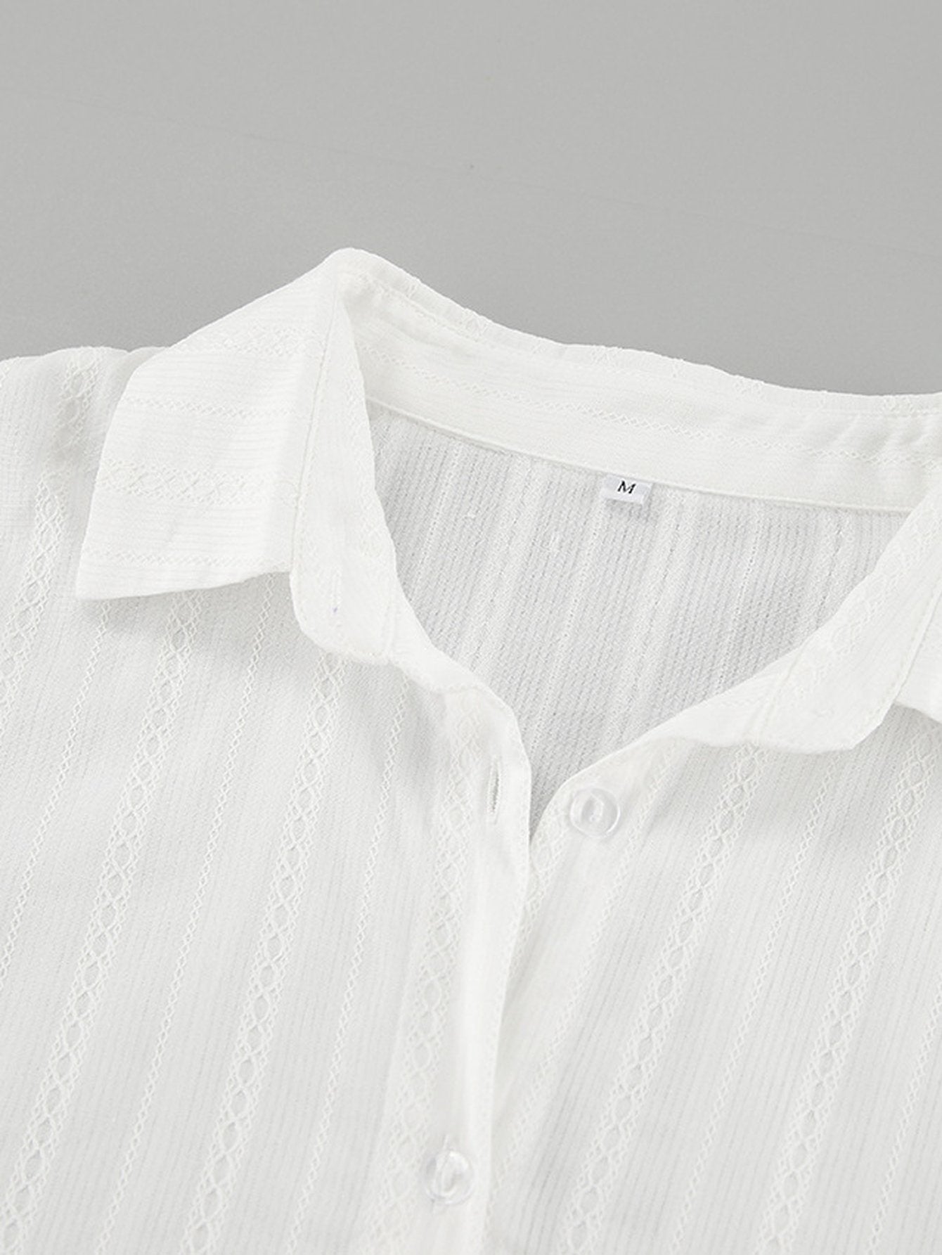 Sheer Striped Ruffle Sleeve Button Shirt