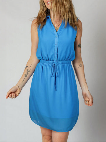 Sleeveless Button Down Casual Dress