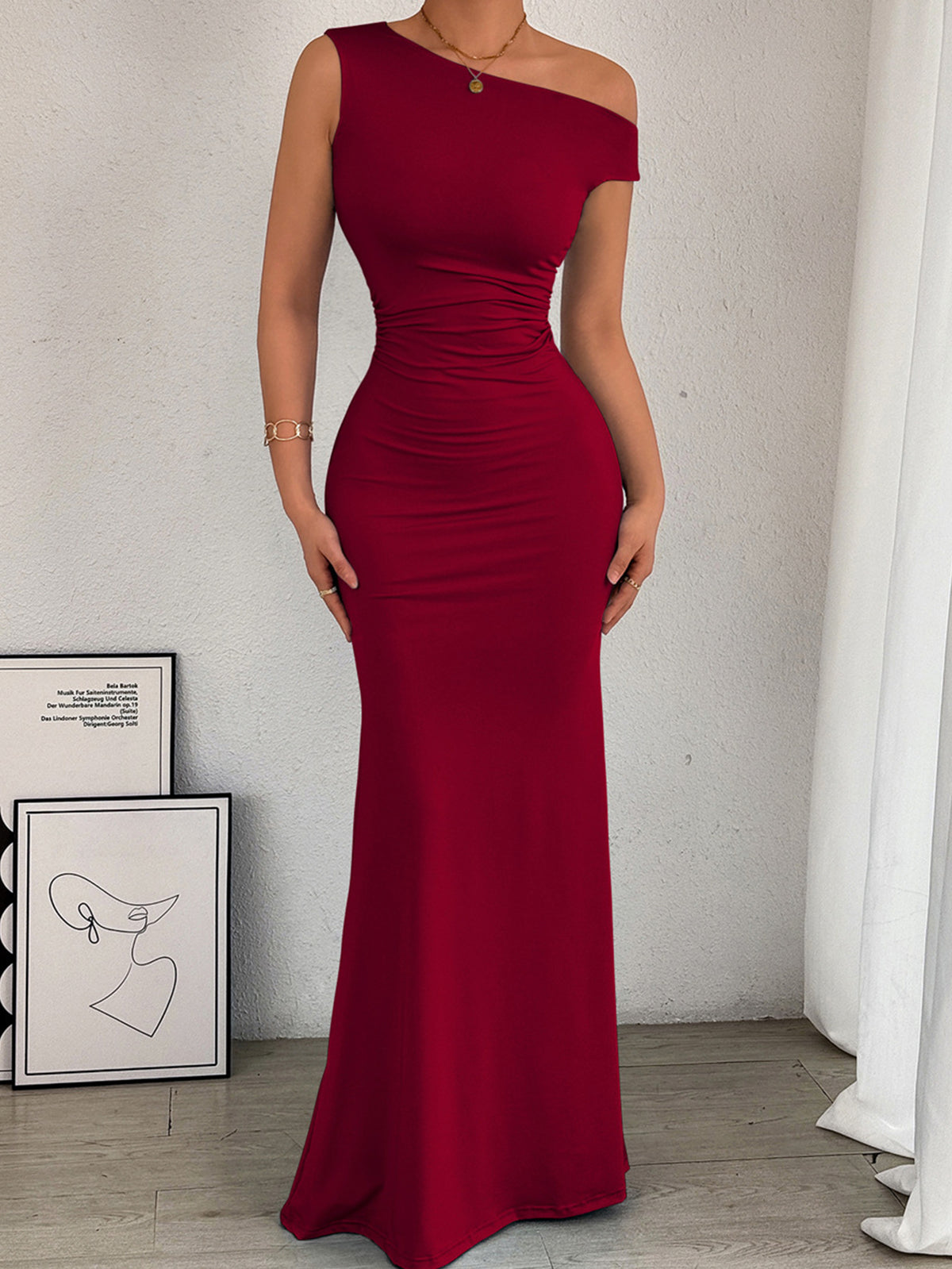 One Shoulder Mermaid Elegant Maxi Dress