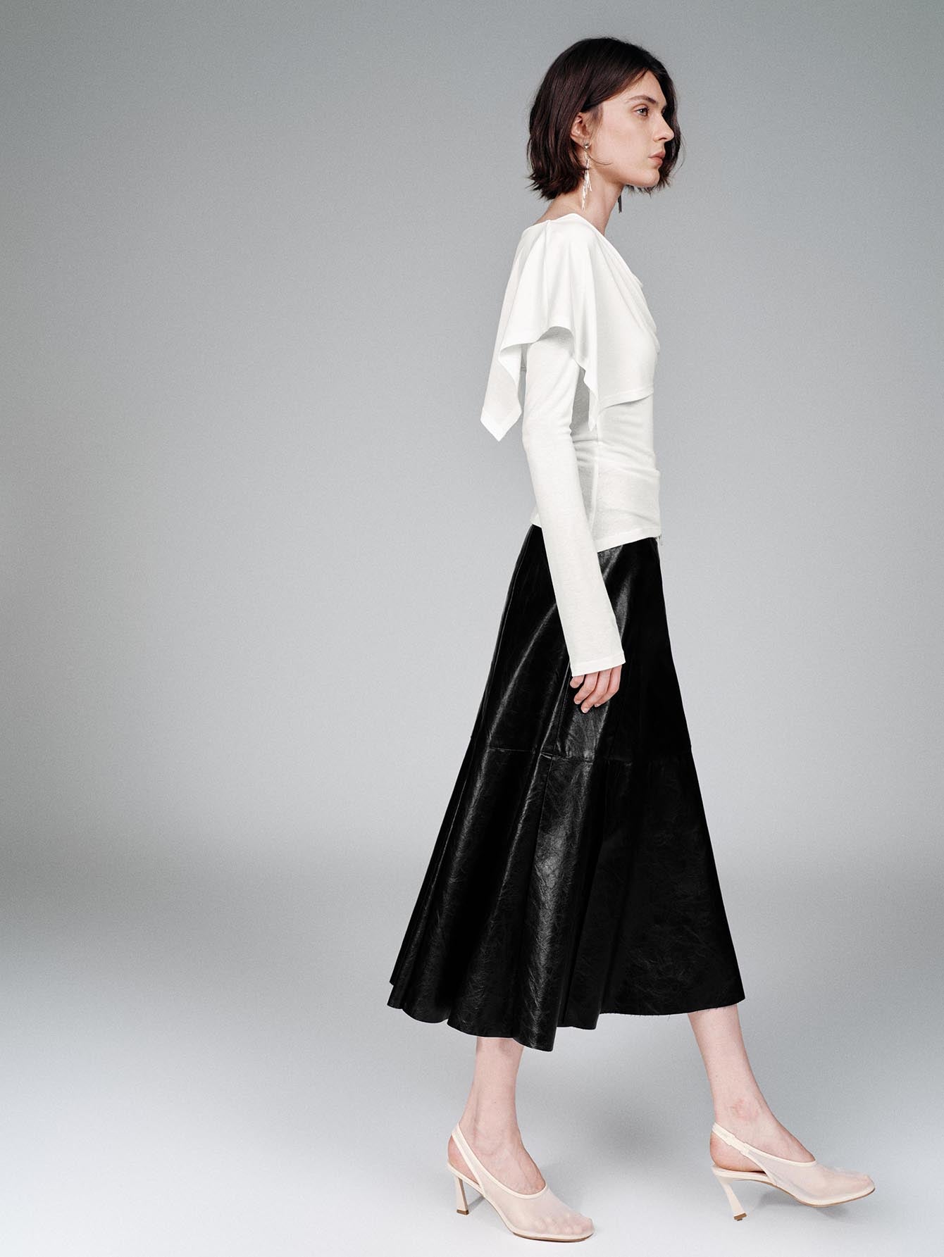 Urban Revivo Draped Long Sleeve T-Shirts-Off-White