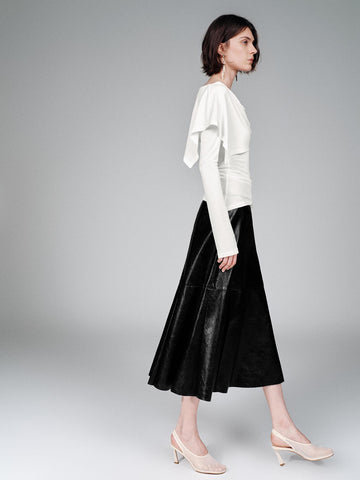 Urban Revivo Draped Long Sleeve T-Shirts-Off-White
