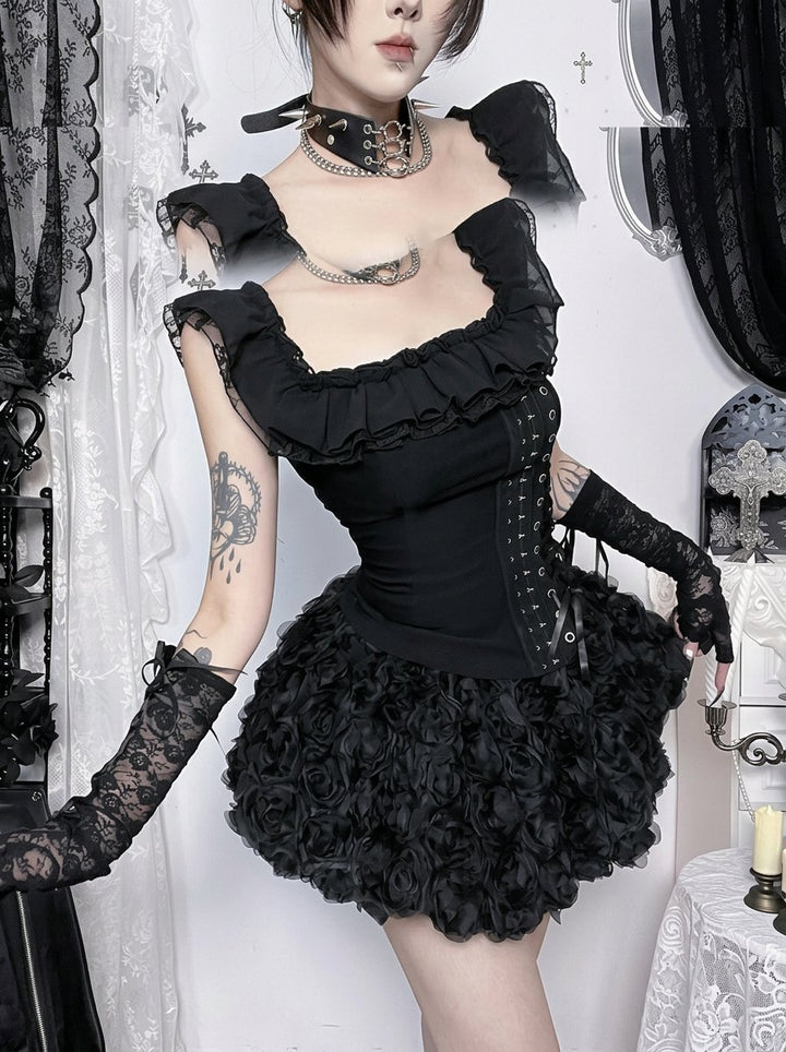 Gothic Lace Trim Corset Top