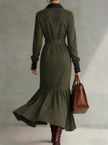 Belted Suede Utility Maxi Dress
