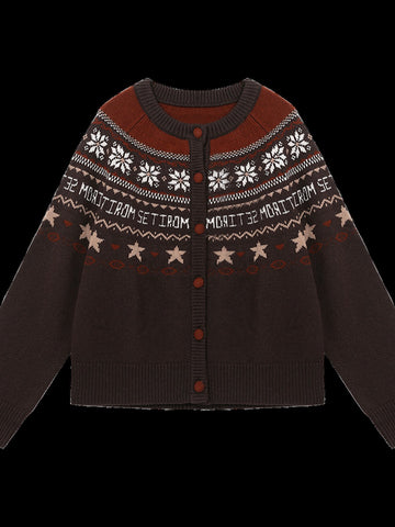 Cozy Fair Isle Pattern Cardigan Sweater
