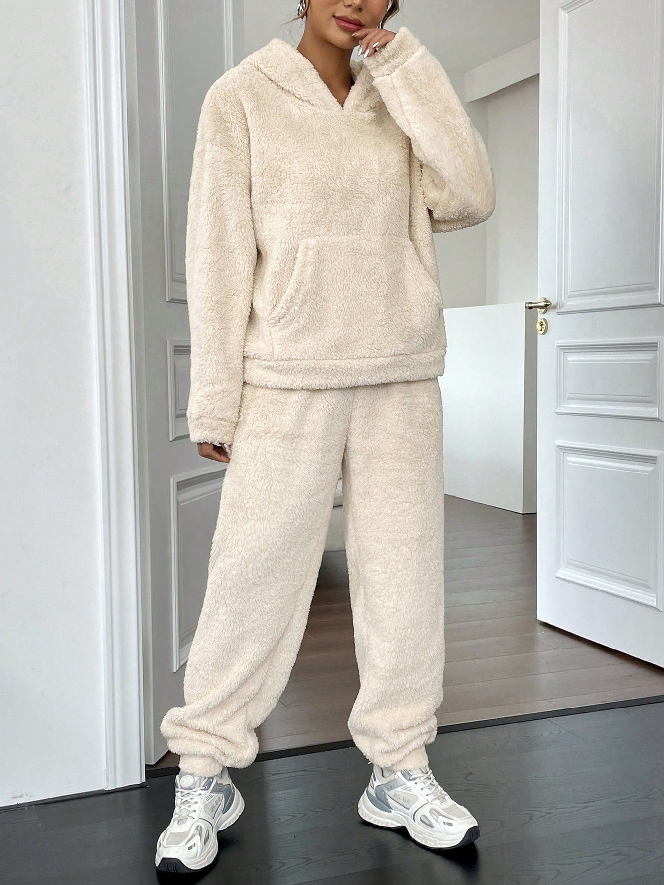 Cozy Fuzzy Hooded Lounge Pants Set