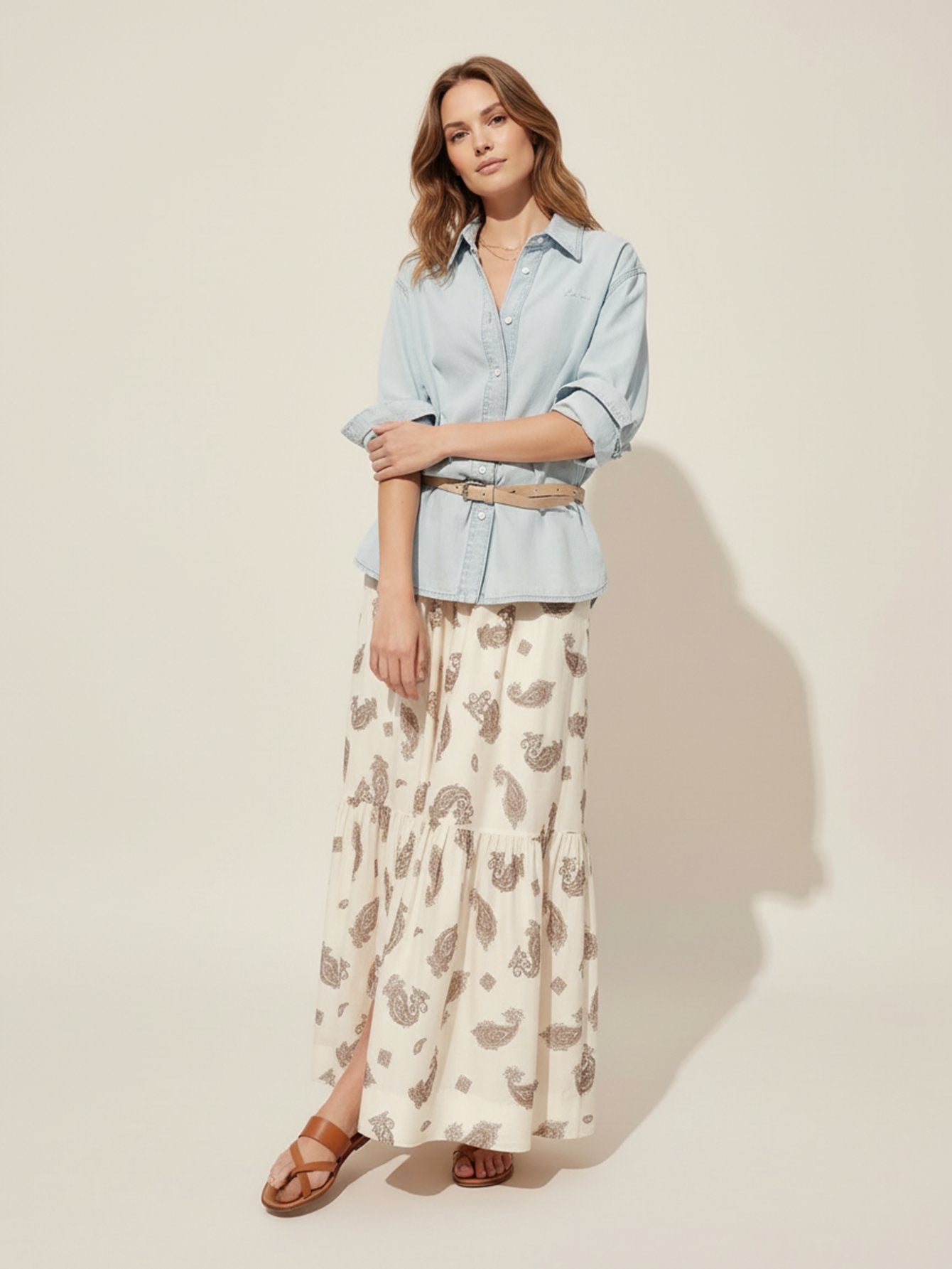 Paisley Pattern Tiered Skirt
