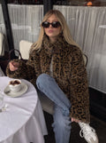 Cozy Leopard Print Faux Fur Coat