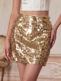 Sparkly High Waisted Sequin Mini Skirt