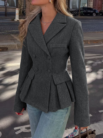 Tailored Peplum Double Breasted Blazer