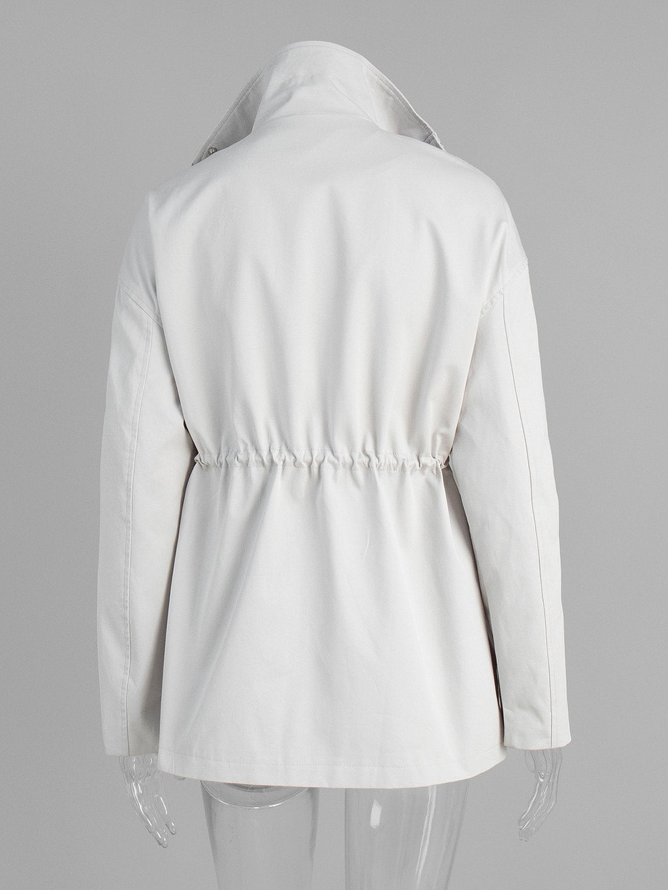 Casual Drawstring Waist Utility Trench Coat