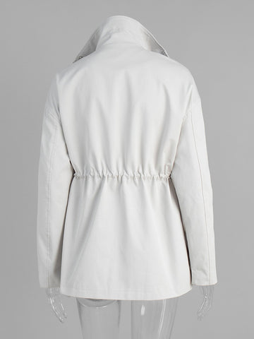 Casual Drawstring Waist Utility Trench Coat