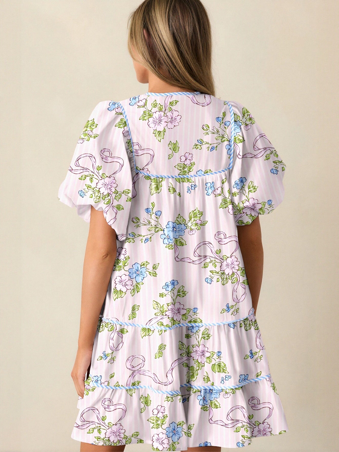 Smocked Bodice Floral Mini Dress