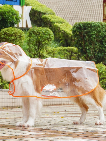 Clear Waterproof Hooded Dog Raincoat