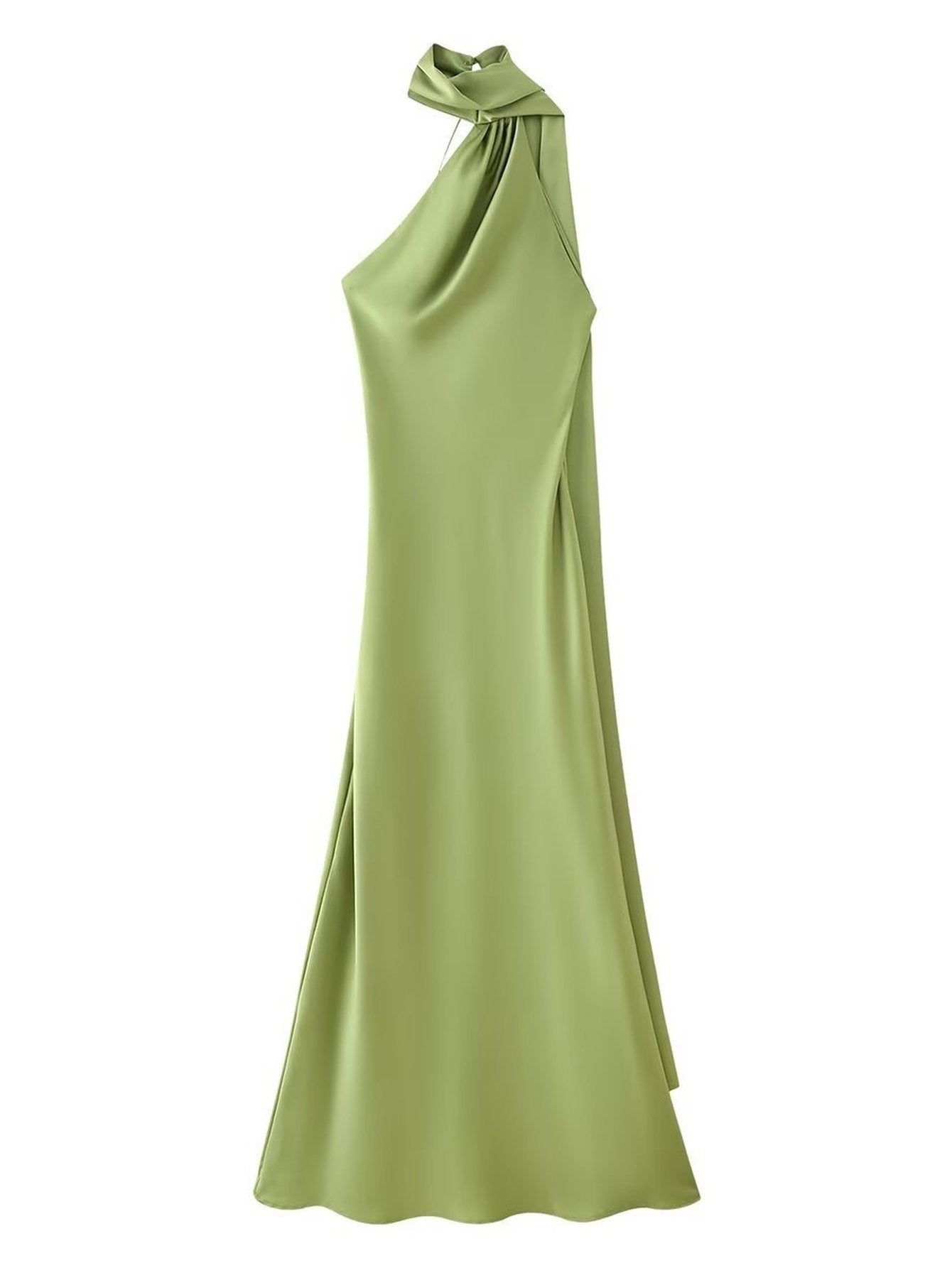 Satin Halter Neck Midi Dress