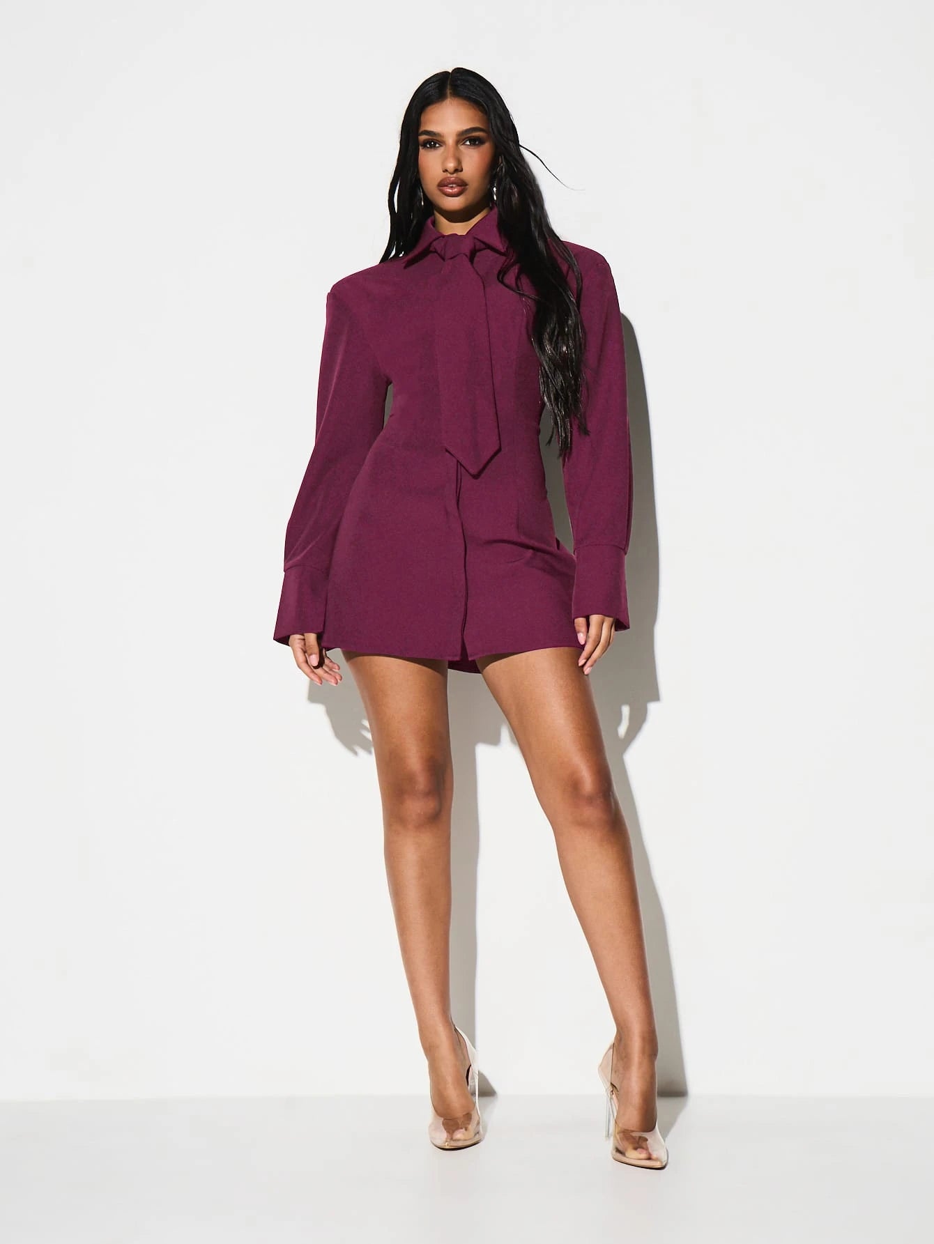 Tailored Tie Neck Shirt Dress