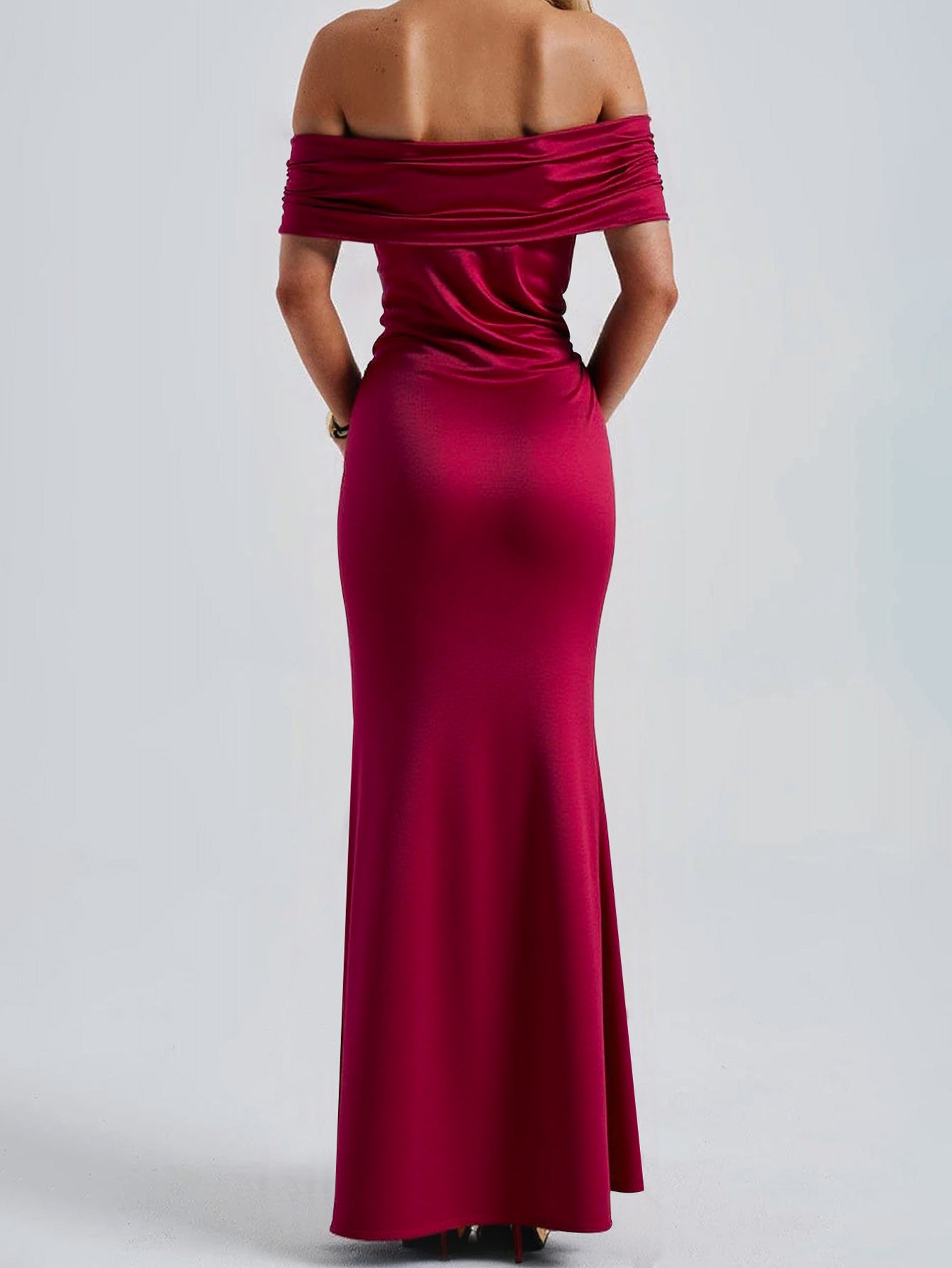 Off Shoulder High-Slit Glamorous Maxi Dress