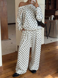 Off Shoulder Polka Dot Pant Set
