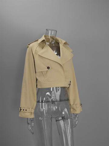 Cropped Belted Utility Trench Coat