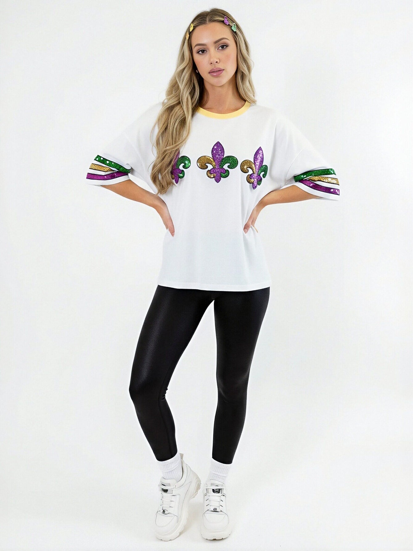 Glitter Embroidered Short Sleeve T-Shirt