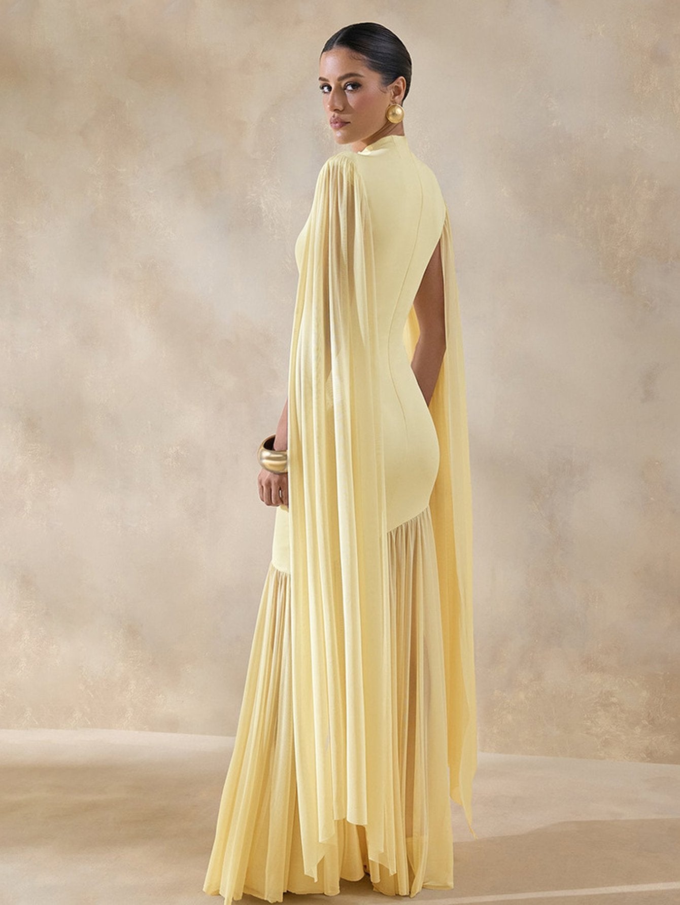 Elegant Cape Sleeve Maxi Dress