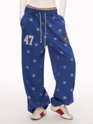 Sparkly Star Print Baggy Sweatpants