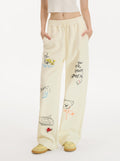 Graphic Print Drawstring Wide Leg Pants