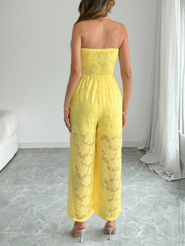 Strapless Smocked Bodice Sweet Jumpsuit