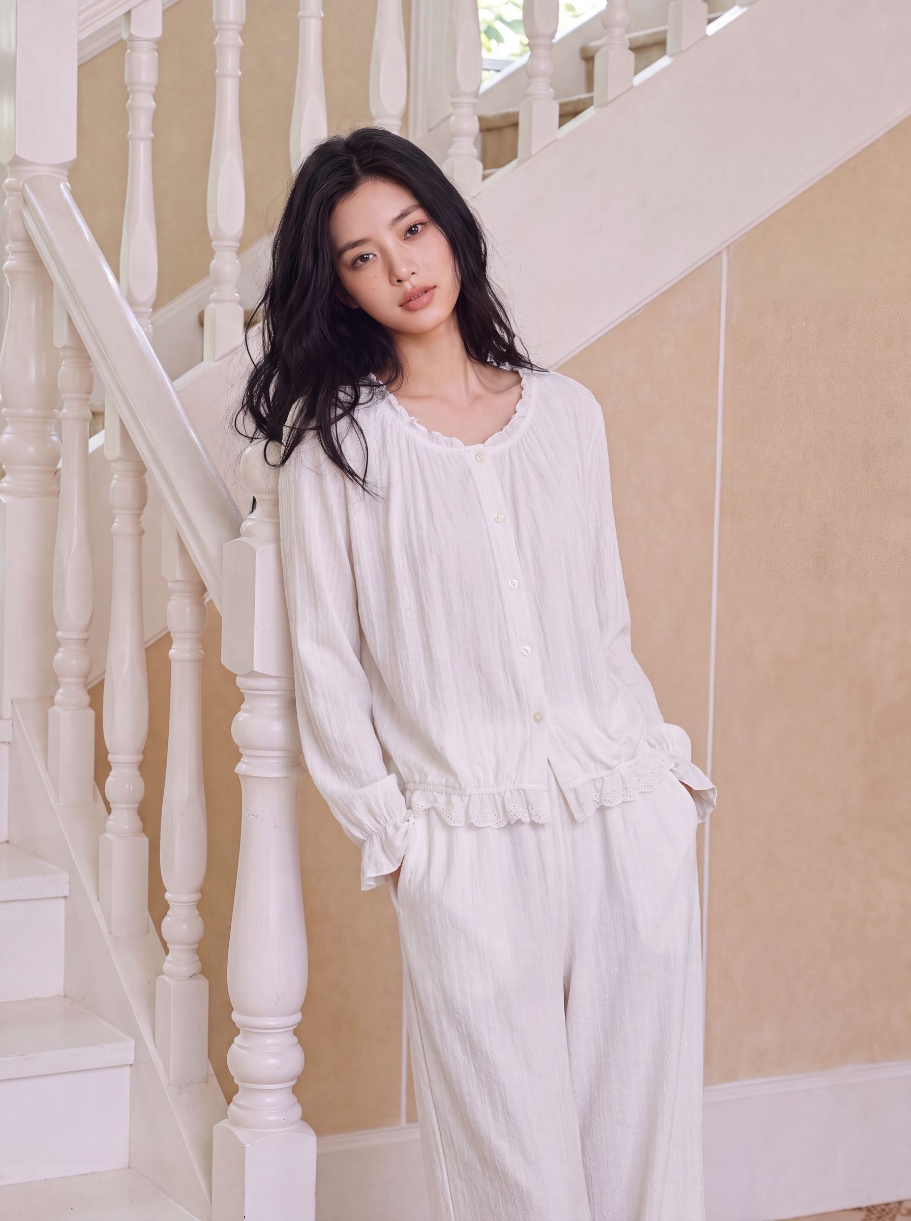 Soft Lace Trimmed Pajama Set
