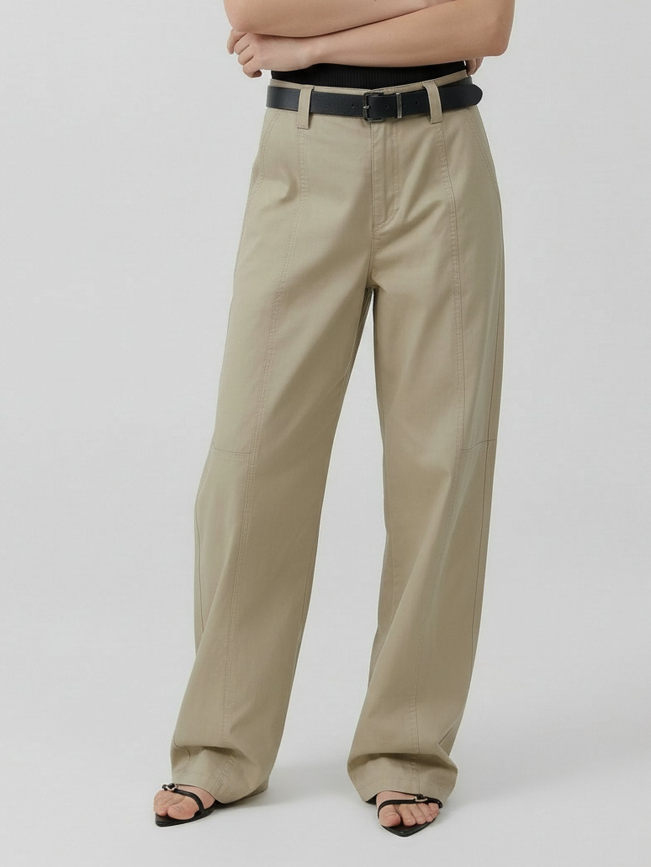 Cotton Barrel Leg Trousers