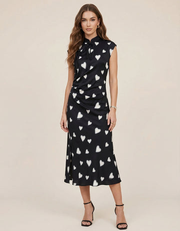 Heart Print Slit Dress