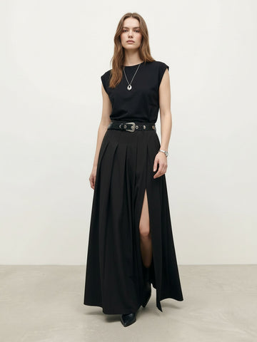 A-line Side Slit Maxi Skirt