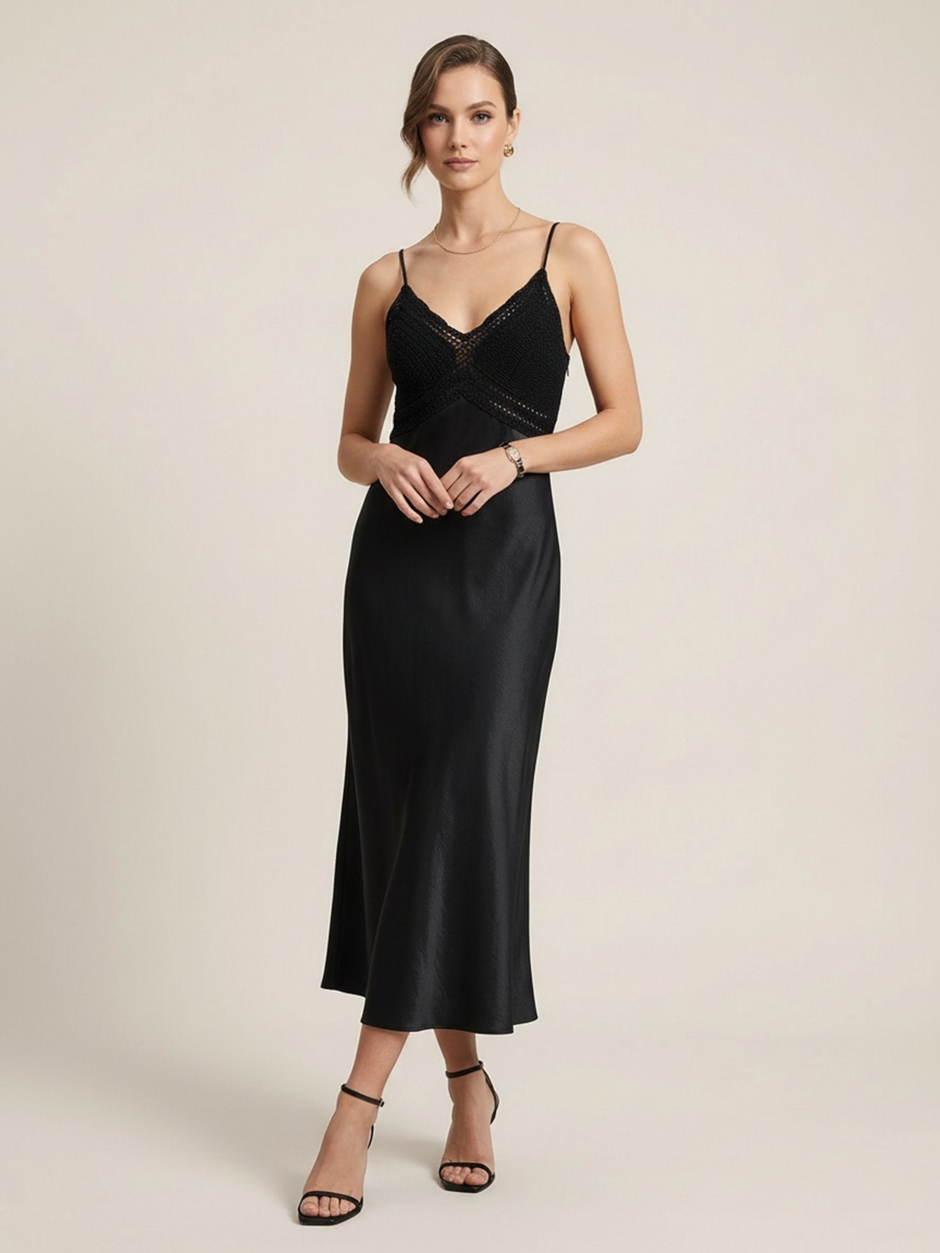 Spaghetti Straps A-line Midi Dress