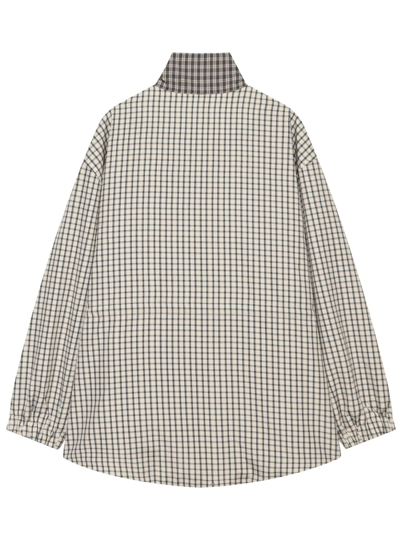 Oversized Plaid Drawstring Utility Jacket