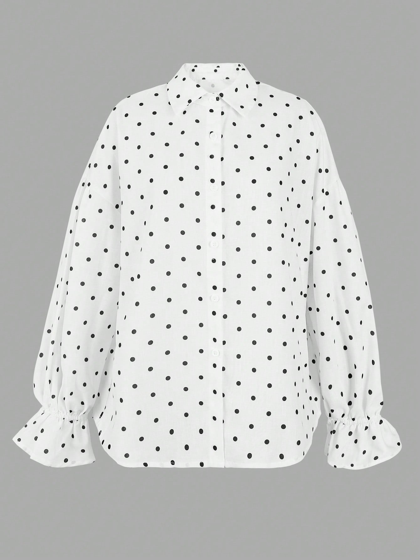 Polka-dot Relaxed Fit Eleant Blouse-White