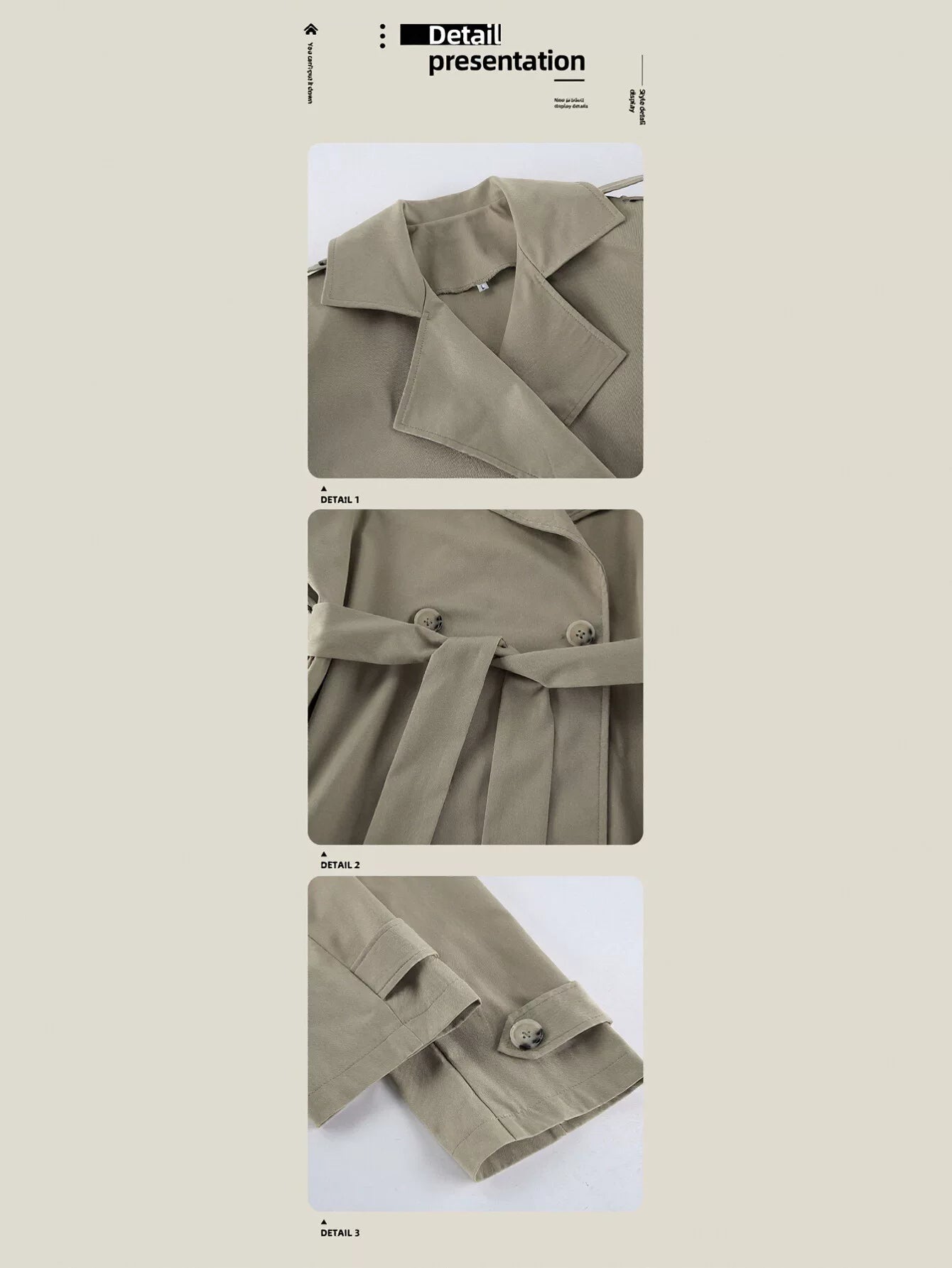 Oversized Cropped Trench Coat Jacket