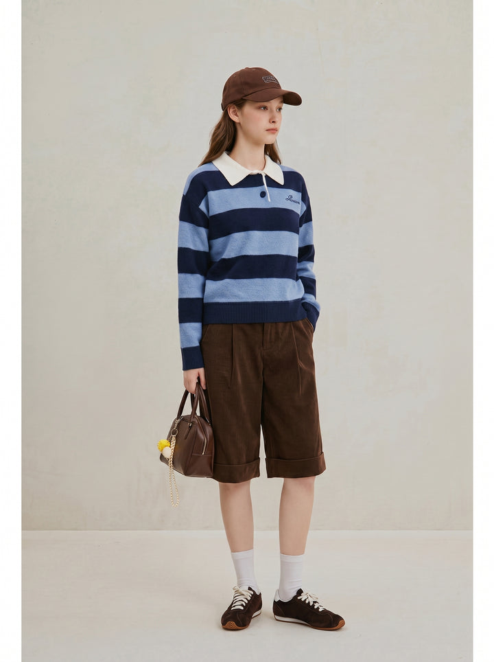 Striped Collared Soft Knit Pullover