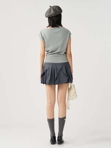 High Waisted Pleated Bubble Skirt