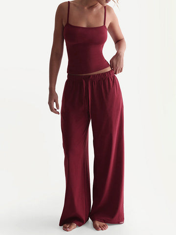 Spaghetti Strap Wide Leg Pants Set