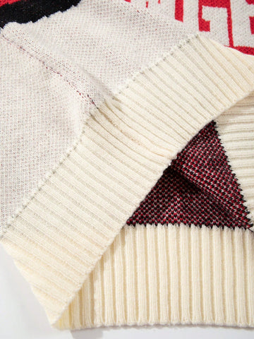 Oversized Graphic Polo Knit Sweater