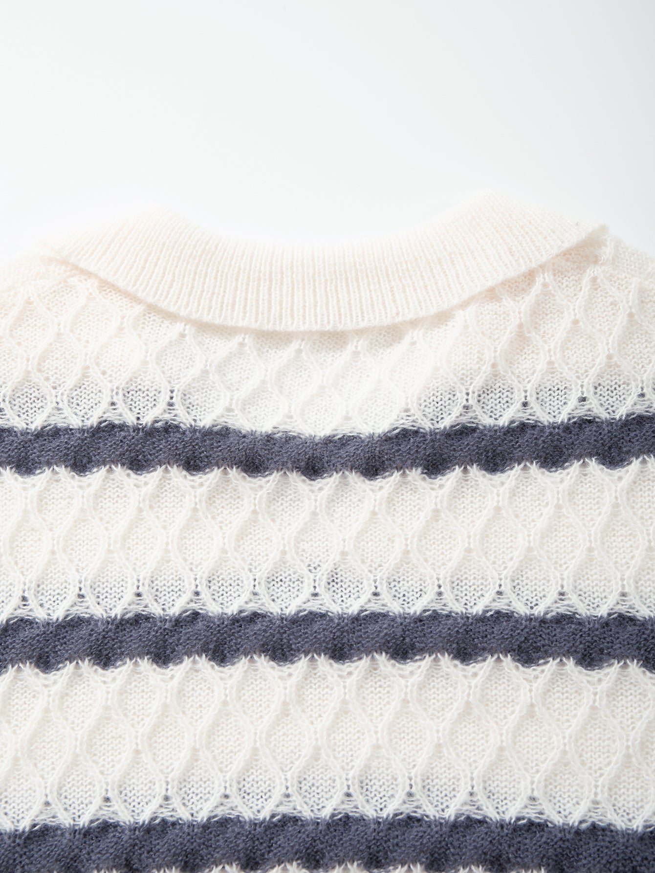 Striped Textured Collared Knit Pullover
