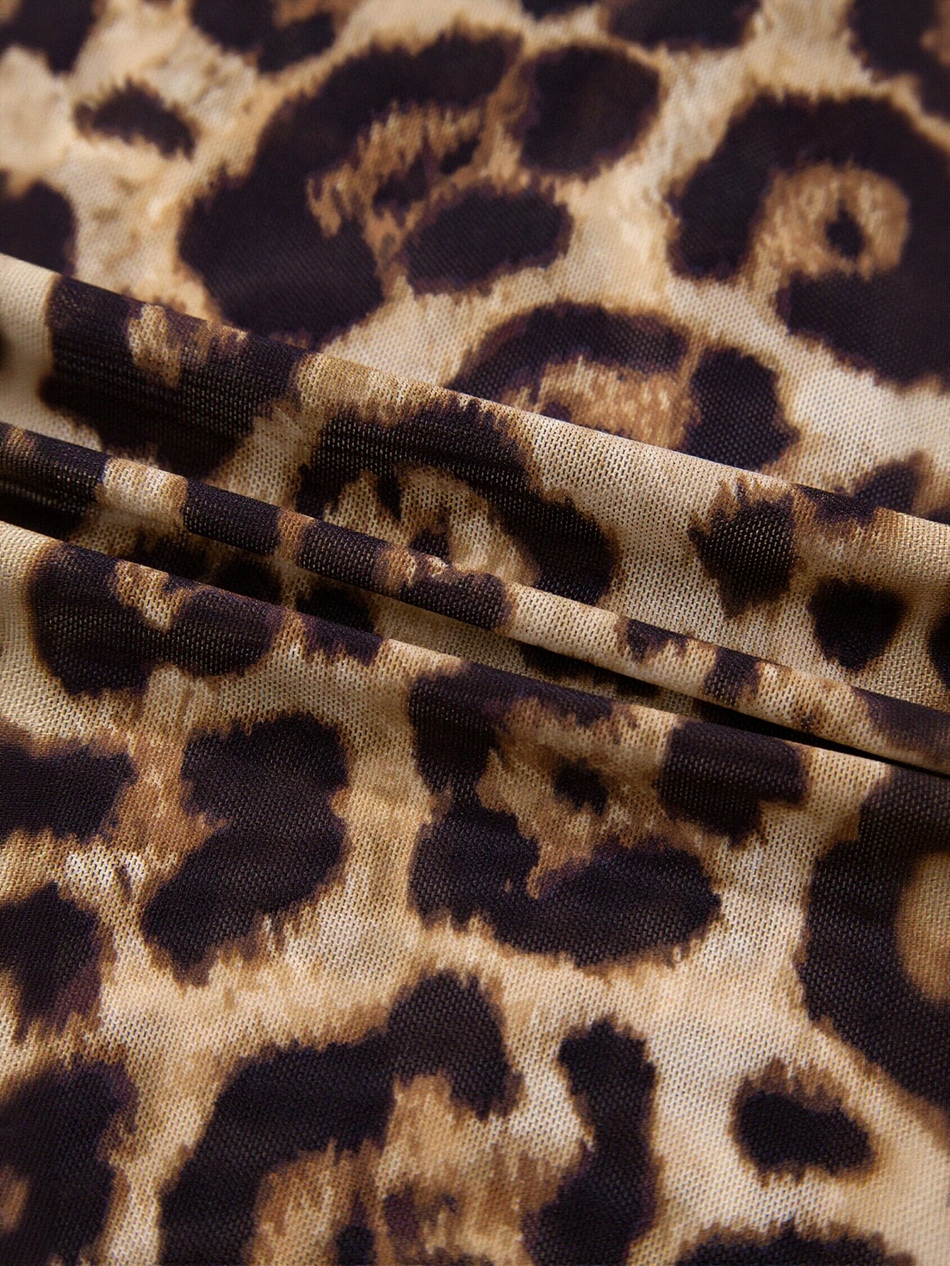 Sheer Leopard Print Mock Neck Tee