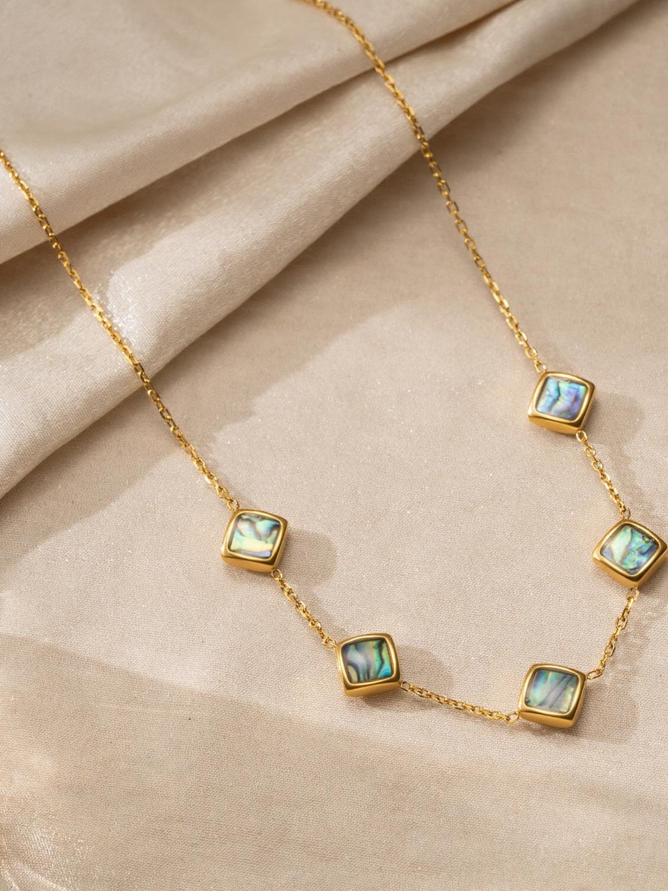 Waterproof Abalone Shell Gold Necklace