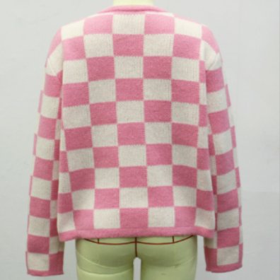 Cute Checkered Tie Front Cardigan