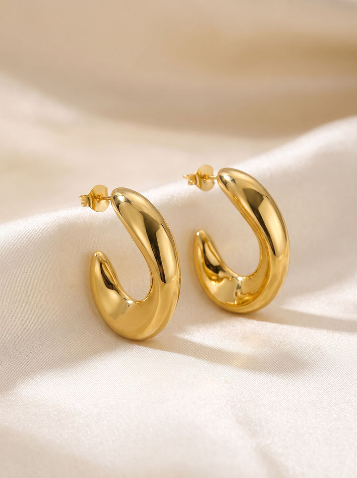 Chunky Gold Sculptural Hoop Earrings