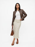 Elegant Polka Dot Satin Midi Skirt